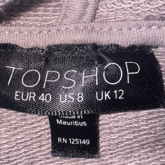 Topshop Distressed Mauve/Dusty Rose Hoodie/Sweatshirt Size 8 - Picture 3 of 5